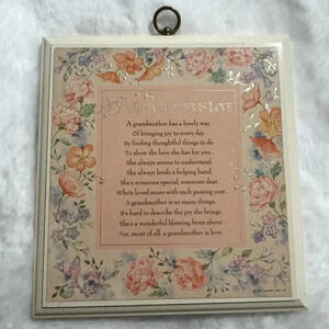 1981 Hallmark A Grandmother is Love Wall Plaque Floral Wall Hanging Art Decor